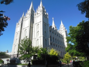 Salt Lake Temple.  There were at least four weddings going on tonight 