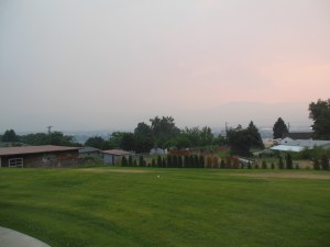 View from patio Monday night with increased smoke from fire 