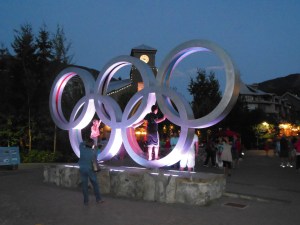 Olympic Rings at dusk 