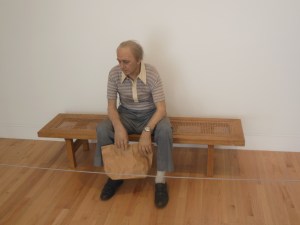 "Man on Bench" sculpture by Duane Hanson at Crystal Bridges 