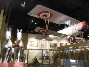 Exhibit with airplane and horses