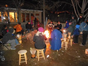 Drumming at the bonfire 
