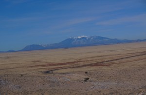 The San Francisco Peaks at Flagstaff as seen from Meteor Crater
