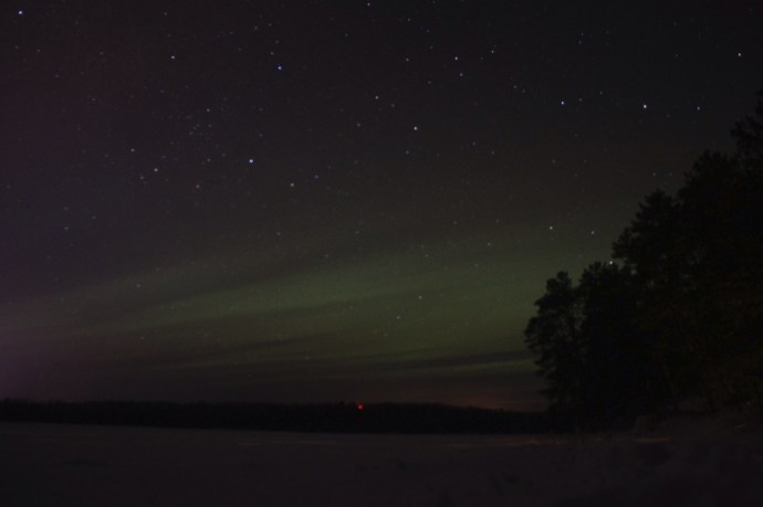 Northern lights Thursday night as seen by the camera. Naked eye was not quite as successful in capturing the view.