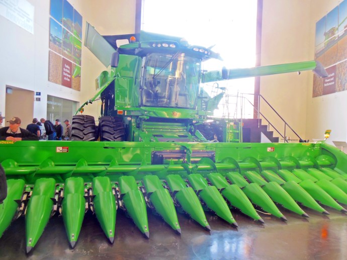 John Deere combine and corn header