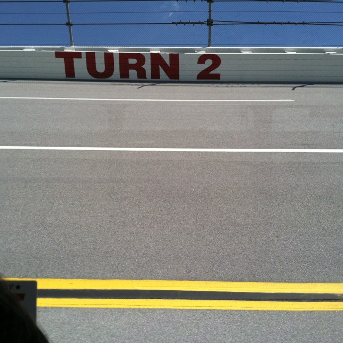 33% grade on turn two at Talladega