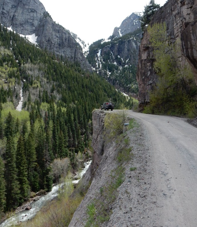 Our vehicle along the mountain side