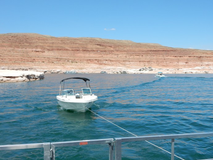 towing powerboat on Lake Powell