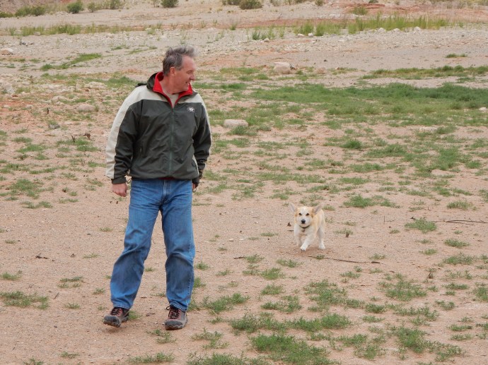 Lou walking Manning late Sunday afternoon