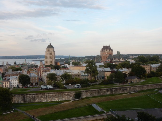 View of Quebec from our hotel, walled city at bottom 