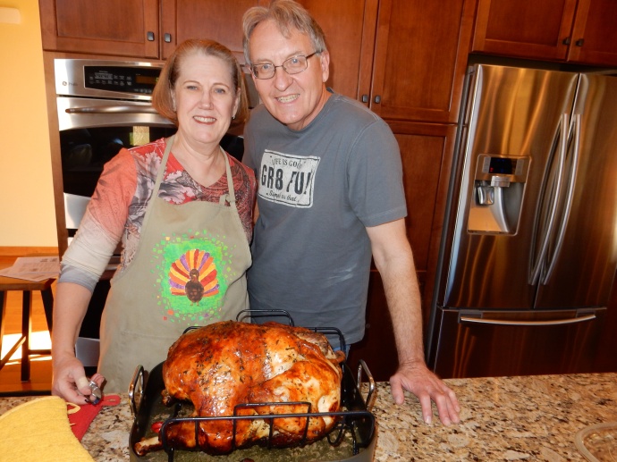 Joyce and Lou with the turkey