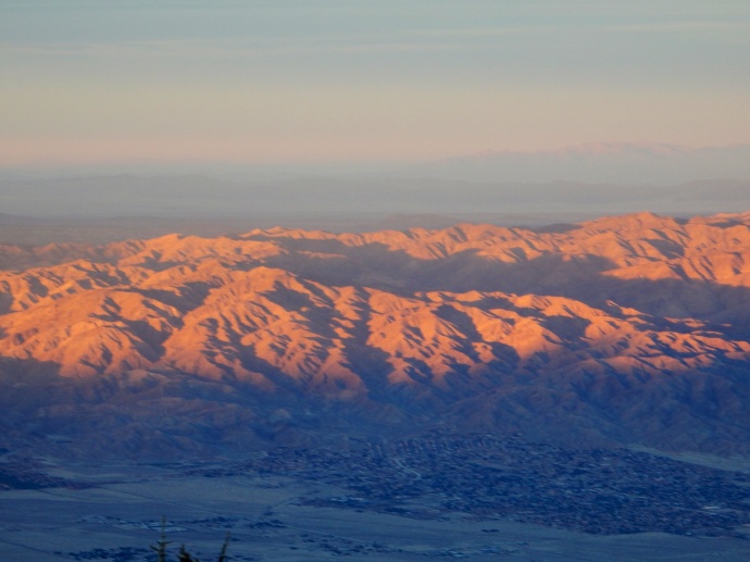 Looking east from Palm Springs aerial tramway at sunset