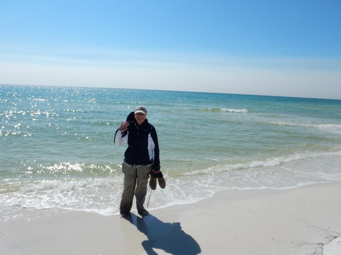 Walking along the shore 