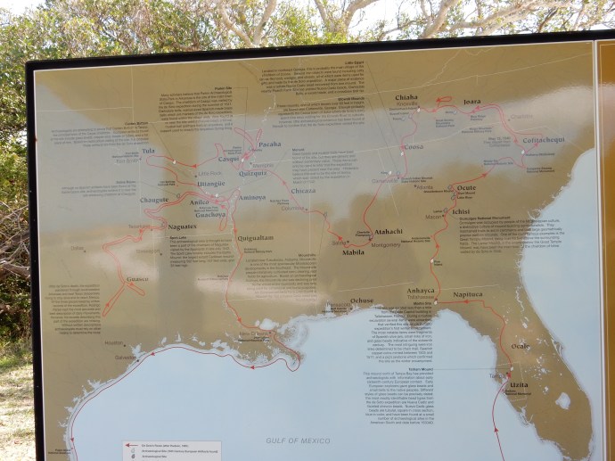 A map of De Soto's exploration route in southern United States