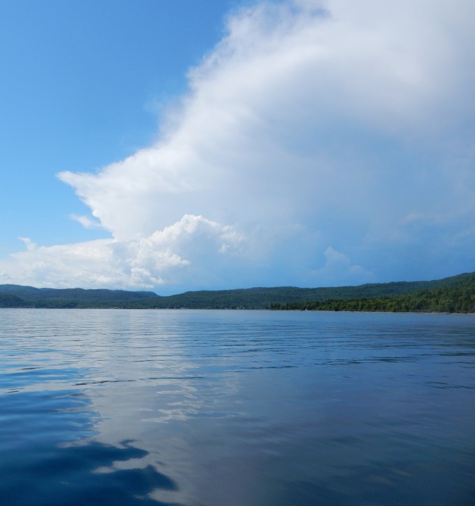 Skies darkening as we approach Grand Portage