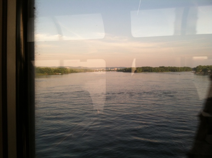 Crossing the Mississippi River at LaCrosse WI-LaCrescent MN on Empire Builder for Trails and Rails
