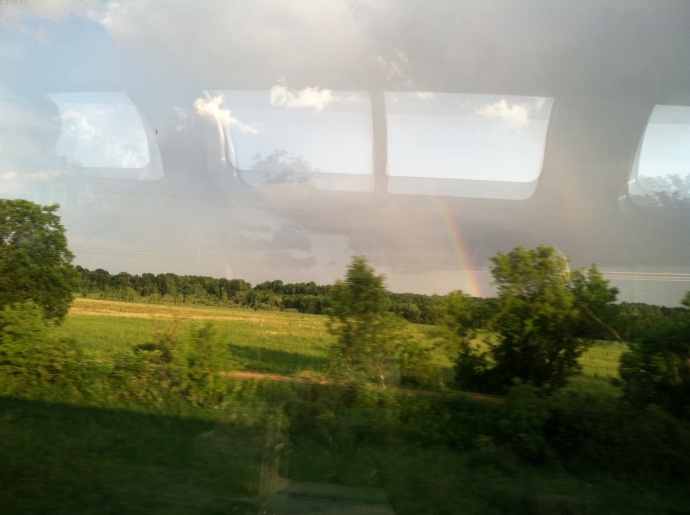 Wisconsin farmland with rainbow