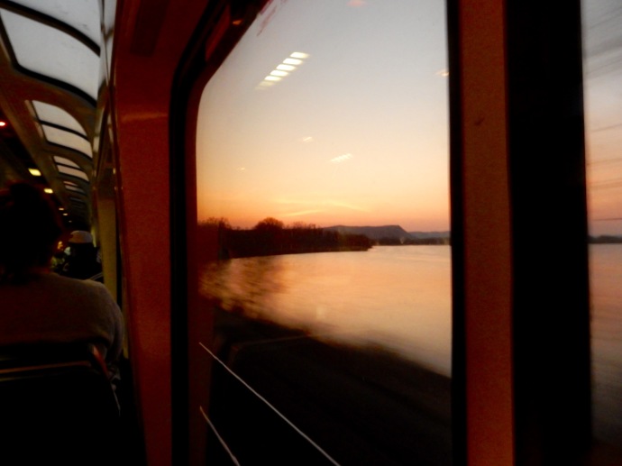 Sunset view along the Mississippi in Minneosta from the Empire Builder