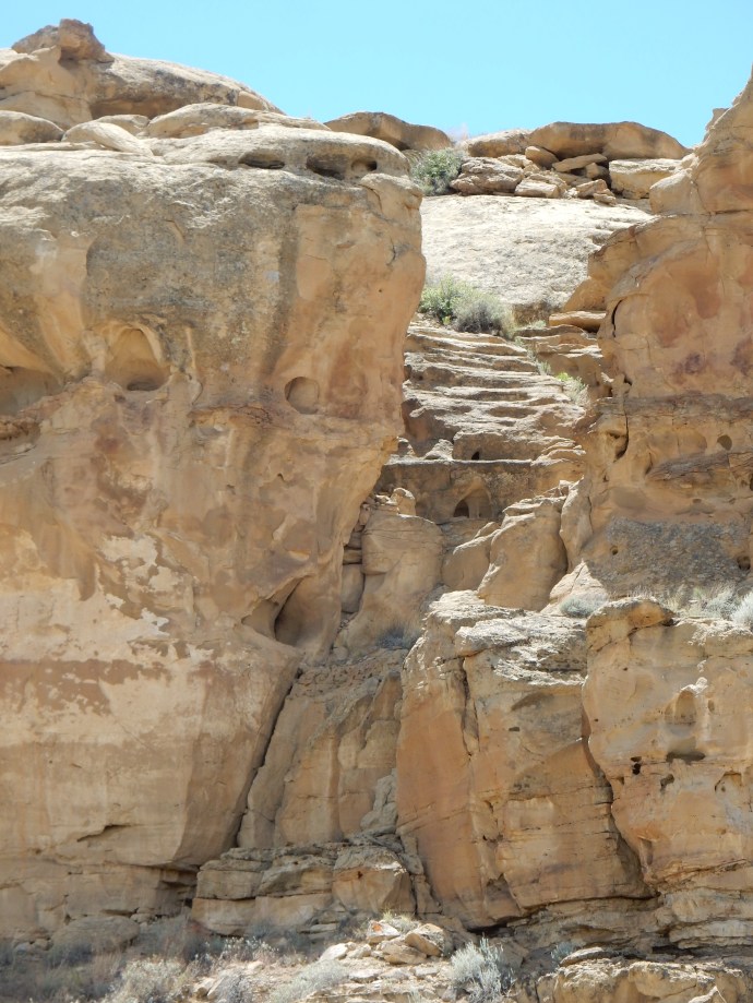 Stairs carved into canyon walls to facilitate foot traffic