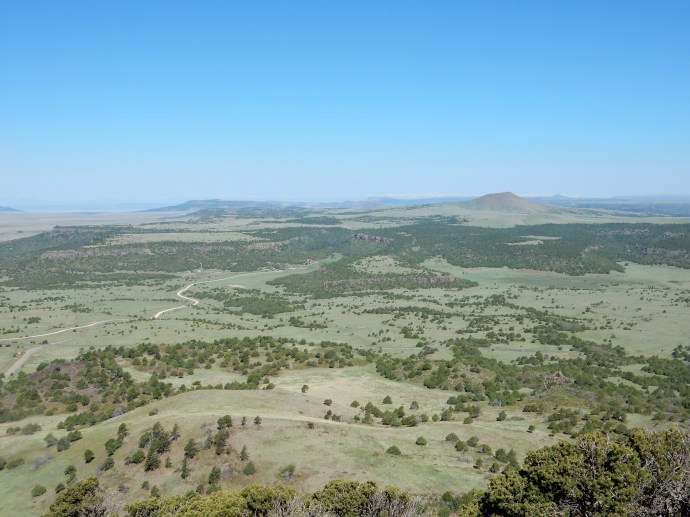 View looking at other volcanoes and lava flow ridges, etc. from Capulin Volcano