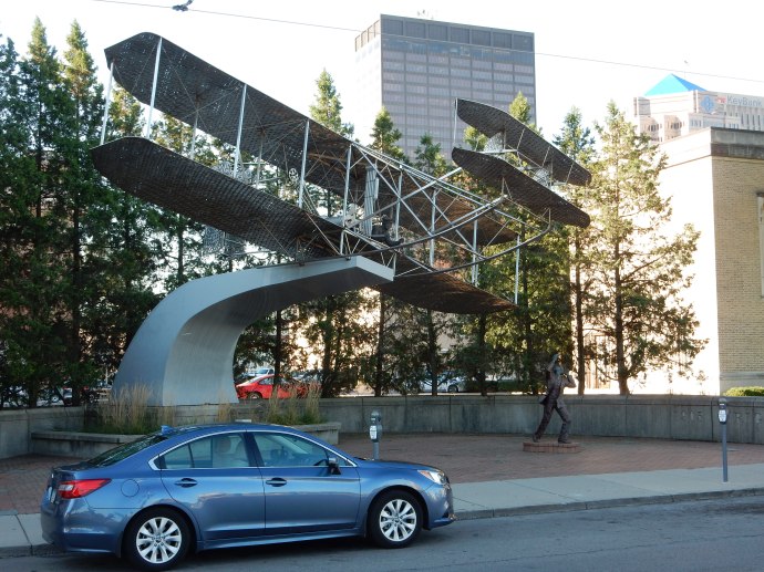 Our car "Gandalf" with the Wright Flyer sculpture in the background