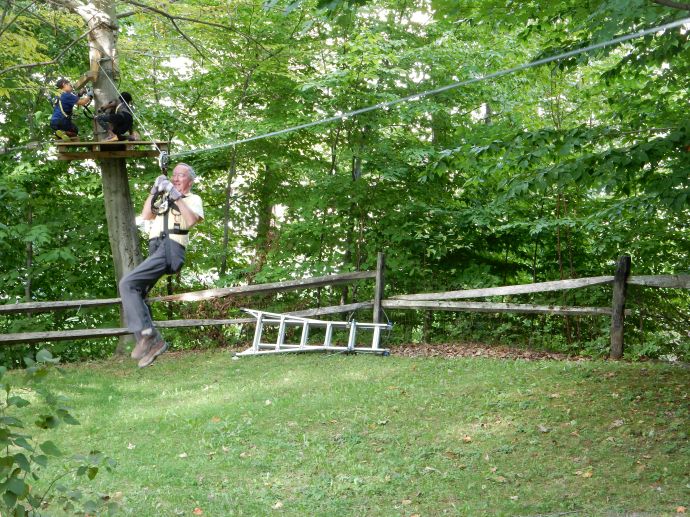 Ed on the not-so-tall zip line on basic course