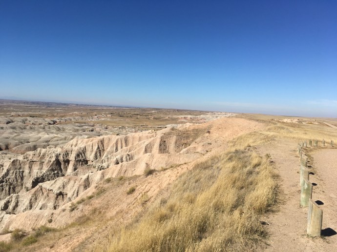 Prairie to the right, badlands to the left
